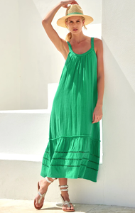 2024 último diseño de verano para mujer, venta al por mayor, ropa de resort de lino, mangas, cuello redondo, informal, holgado, ajustado, vestidos largos informales para mujer - Product Image 3