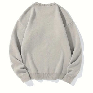 Pull en maille pour homme en coton 100% doux, coupe ajustée, chaud, décontracté, manches longues, col rond, tendance, pour l'hiver - Product Image 2