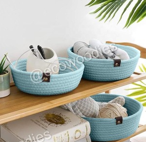 Cesta de lavandería de cuerda de algodón, organizador tejido hecho a mano para ropa, toallas, dormitorio, baño y almacenamiento en el hogar, cestas de lavandería de mimbre - Product Image 5