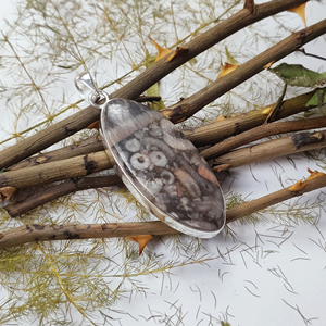 Colgante Ovalado de Plata 925 con Gema de Jaspe Meteorito Alargado - Colgante para Mujer al por Mayor - Product Image 4