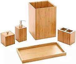 Ensemble de salle de bain carré en bois de luxe et décoration de salle de bain en acier inoxydable, accessoires de salle de bain - Product Image 3