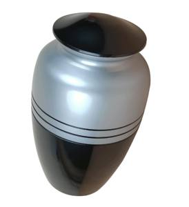 Urnes funéraires classiques en aluminium fini noir et gris fabriquées à des prix raisonnables pour les cendres humaines - Product Image 1