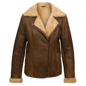 Veste en cuir de peau de mouton marron pour femmes, veste en cuir d'agneau double face, vestes en cuir véritable de qualité supérieure faites à la main - Product Image 1