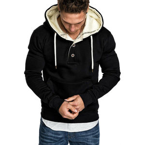 Sweat à capuche en molleton 100% coton brodé pour homme, chaud pour l'hiver, manches longues, uni, décontracté, streetwear - Product Image 3