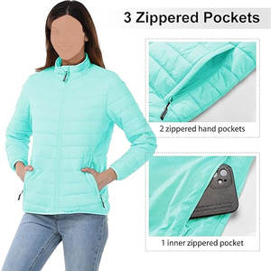 <b>Women</b> Packable Full-Zip Short Puffer <b>Jacket</b> Insulated Quilted Warm <b>Lightweight</b> Outerwear for Fall and Winter - Product Image 3