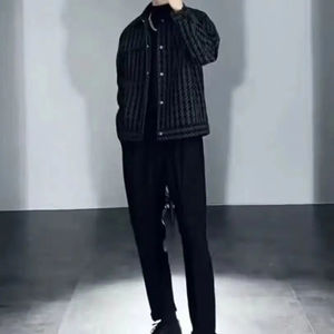 Venta al por mayor chaqueta de cuello Polo hombres Casual versátil Mil Pájaros chaqueta a cuadros versión coreana guapo hombres chaquetas Oem - Product Image 5