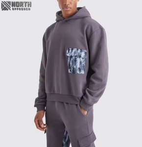 Meilleure quantité en gros hiver à capuche uni hommes plaine teint respirant 100% coton sur mesure solide survêtement bas prix - Product Image 2