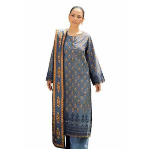 Traje Salwar Kameez de 3 Piezas sin Coser, de Algodón Khaddar Estampado, Ropa Étnica Pakistaní e India para Festivales-SD-42130 - Product Image 1
