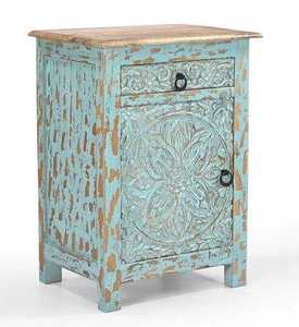 Chevet en bois artisanal moderne avec tiroir pour appartement, hôtel, chambre à coucher, salon, salle à manger, meubles de maison - Product Image 5