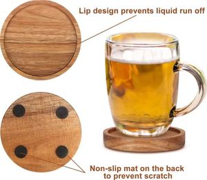 Best Quality Kitchen Accessories Coasters Set Table Display <b>Placemats</b> and <b>Wooden</b> Pads Reusable Coasters With Holder Tea Coffee - Product Image 4