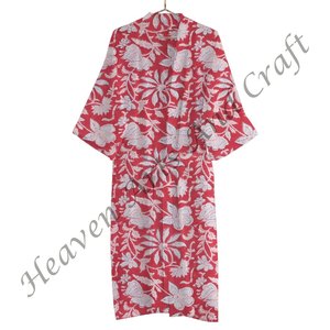Kimono en tissu imprimé bloc de haute qualité avec conception enveloppante ceinture cravate taille peignoir vêtements de nuit salon Spa femmes vêtements - Product Image 2