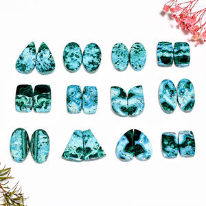 Pares de crisocola natural, piedras preciosas de cabujón sueltas, piedras preciosas naturales, piedras preciosas de crisocola de alta calidad para la fabricación de joyas - Product Image 5