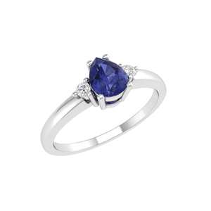 Anello in Argento Sterling 925 con Tanzanite Naturale a Goccia 5x4 e Topazio Bianco, Accessorio di Moda - Product Image 4
