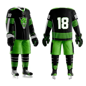 Full Team Wear Heren Ijshockey Uniform Hot Sale Comfortabele Full Mouwen Ijshockey Jersey En Shorts Sets