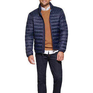 Veste matelassée à col montant pour homme, personnalisée OEM, brodée, bleu marine, légère, matelassée, isolée pour l'hiver, parka d'extérieur, vente en gros d'usine - Product Image 2