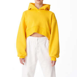 Precio bajo High Street 300GSM OEM/ODM Servicio Mujeres Crop Top Sudadera con capucha Ropa informal Recortada Moda Outwear Mujeres Sudadera con capucha - Product Image 4