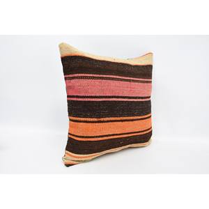 Coussin Patchwork Kilim en laine marron 16x16 pouces oreiller d'accent décoratif Vintage imprimé fleuri tissé literie sol Portable - Product Image 3