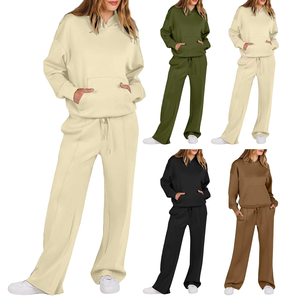 Sudadera y pantalones cálidos de otoño informales para mujer, conjunto de ropa deportiva de 2 piezas, 100% de algodón, de secado rápido y transpirable - Product Image 6