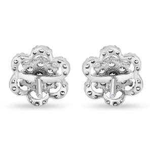 Pendientes de Plata Zarkan Bliss in Nature, Diseño de Flor Religiosa Moderna con Circonita y Perla para Bodas y Fiestas - Product Image 5