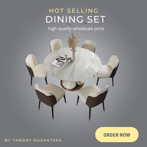 Ensemble de table et chaises de restaurant moderne en teck massif avec plusieurs chaises, table ronde pour restaurant - Product Image 5