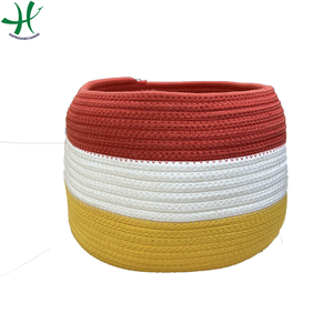 Cotton Rope Woven <b>Laundry</b> Basket Collapsible <b>Storage</b> Bin Round Hamper with Handles for Home <b>Organization</b> - Product Image 1