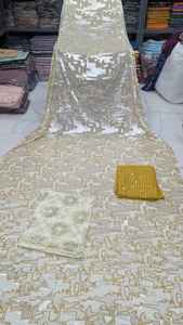 Conjunto de Lujo Maqbal Dirac con Mangas Largas con Brillo Dorado y Bordado en Mezcla de Algodón - Product Image 4