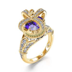 Jeulia Coronation <b>Crown</b> Sterling Silver <b>Ring</b> with Sapphire - Product Image 2