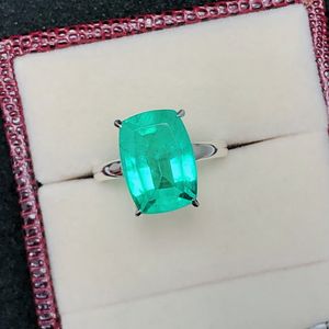 Bague expansive émeraude Bague de mariage design en argent sterling 925 à facettes 8x10mm Pierre et 925 estampillés Bagues en gros - Product Image 5