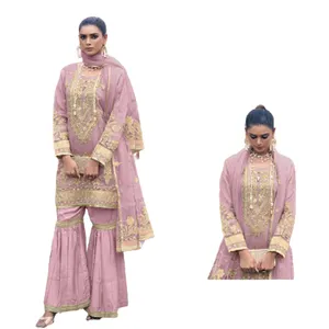 Novo Designer Mais Recente Moda Estilo Paquistanês Ternos Organza Bordado Designer Wear Coleção Salwar Kameez Ternos