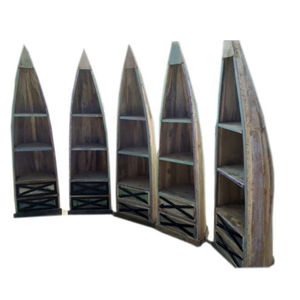 Armoire de rangement moderne et vintage de grande taille pour artistes Organisateur de meubles en bois en forme de bateau de luxe pour la cuisine, la villa ou le bar - Product Image 1