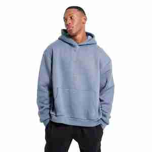 Sudaderas con capucha Unisex para hombre, sudadera informal de algodón en blanco con rizo francés Vintage, sudadera personalizada de alta calidad con lavado ácido desgastado para hombre - Product Image 1