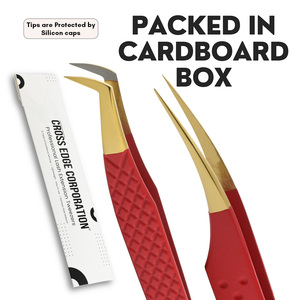 แหนบต่อขนตาปลายไฟเบอร์แบบใหม่ ปลายโค้งและปลายตรง 45 องศา 75 องศา 90 องศา ทำจากสแตนเลส - Product Image 6