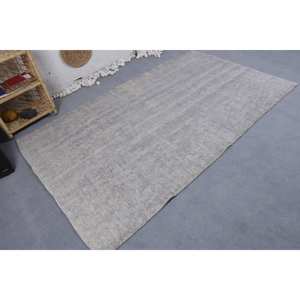 Tapis patchwork moderne en laine grise fait à la main 4.8ft X 7.9ft Rectangle motif abstrait pour la maison salon voiture Latex soutenu mur mur - Product Image 2