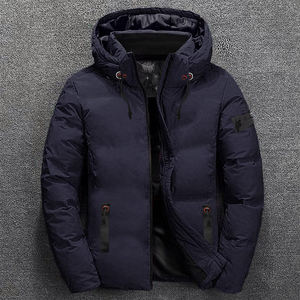 Chaqueta cortavientos impermeable de alta demanda para hombre, chaqueta de burbujas acolchada, tela vaquera con capucha, logotipo personalizado para invierno, venta al por mayor de fábrica - Product Image 1
