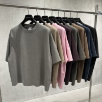 T-shirt 285 GSM 100% Coton Délavé à l'Acide, Coupe Ample et Épaisse, Épaules Tombantes, Logo Personnalisé, Style Streetwear pour Hommes et Femmes