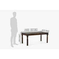 Ensemble de table à manger en bois massif Pindel Handicraft pour 6 personnes avec banc à lattes, design traditionnel, respectueux de l'environnement, pieds sculptés élégants