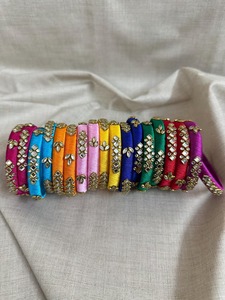 Hilo de seda Kundan brazaletes surtidos Chooda Kada para mujeres Mehandi Haldi Baby Shower Favor Rakshabandhan regalo Varalakshmi Vratham - Product Image 2