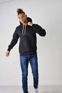 เสื้อฮู้ดกีฬาสีดำสำหรับผู้ชายเสื้อฮู้ดกีฬาฟิตเนสเข้ารูปเสื้อสวมหัวมีฮู้ดสีดำสำหรับใส่ลำลอง - Product Image 4