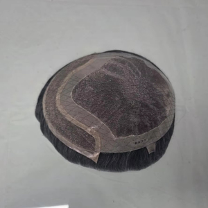 วิกผมผู้ชายแบบผูกเชือกด้านหน้า ทำจากผมแท้ชนิดอินเดียเรมี่ ยี่ห้อ Taz Hair จากบังกลาเทศ แบบลอนลึก  แบบเส้นเดี่ยว  ผสมผมสีเทา 50% - Product Image 5