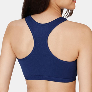 Soutien-gorge de sport en nylon et élasthanne respirant de haute qualité, couleur unie, dos croisé, logo frontal, vêtements de fitness pour la salle de sport, haut court pour femmes - Product Image 6