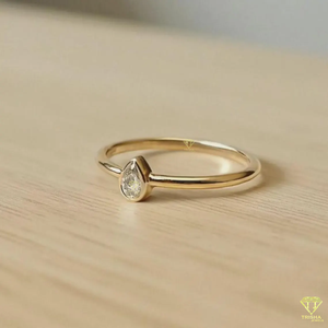 แหวนที่ปลูกในแล็บลูกแพร์เล็กๆแหวนชุบทองเงิน925น่ารักแหวนสัญญาโซลิแทร์มินิมอลสำหรับผู้หญิงและเด็กผู้หญิง - Product Image 6