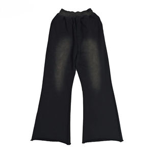 กางเกงขาบานสำหรับผู้ชายกางเกงฟอกผ้าคอตตอนฟอกซีดกันแดดเสื้อทรงบานคุณภาพสูงโลโก้ตามสั่ง - Product Image 1