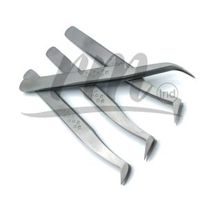 Pinzas de extensión de pestañas con agarre en forma de estrellas de Color plateado RMI, pinzas de pestañas postizas ligeras antideslizantes, acabado opaco - Product Image 2