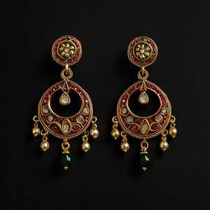 Thiết Kế Truyền Thống Maroon Ngọc Trai <span class=keywords><strong>Jhumka</strong></span> Bông Tai Cô Dâu & Dân Thau Đồ Trang Sức Mạ Vàng Jhumkas Cho Phụ Nữ & Cô Gái - Product Image 1