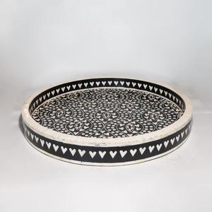 Plateau en os incrusté avec poignée métallique, design moderne de haute qualité, multifonctionnel, forme rectangulaire, quantité personnalisable pour la décoration intérieure - Product Image 3