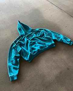 Fabricant OEM Nouveauté Sweat-shirts en coton français de qualité supérieure avec broderie et strass effet vieilli 500 GSM pour hommes - Product Image 5