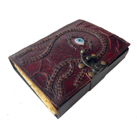 Journal en cuir classique fait main, religieux, Hocus Pocus, avec formules gaufrées, Œil protecteur, Wiccan, Pagan, Grimoire, Bord festonné, Halloween