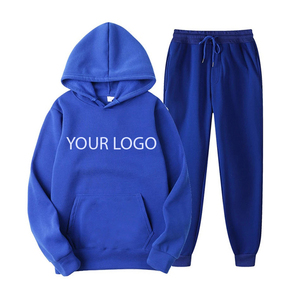 High Quality Custom Logo Two Piece Suits Solid Color Blank <b>Plain</b> <b>Tracksuit</b> Hoodie Men Sweatsuit Sets for Men Jogging - Product Image 1