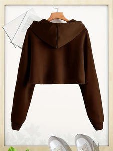 Sweats à capuche courts de haute qualité pour femmes Designs personnalisés Logo avant Mode d'hiver Pakistan Makers-OEM/ODM quantité minimale de commande bas pour les marchés mondiaux - Product Image 2