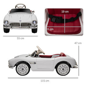 Coche Eléctrico de Juguete de 2 Puertas con Licencia HOMCOM, con Bocina y Control Remoto, 115x55x47cm, Blanco - Product Image 3